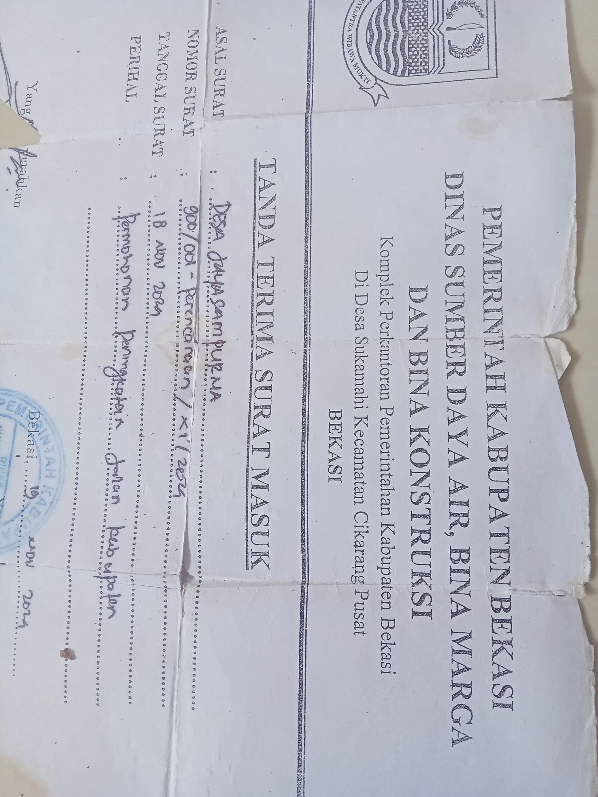 Sistem Kerja Yang Kurang Jelas”Dinas SDABMK  Kabupaten Bekasi